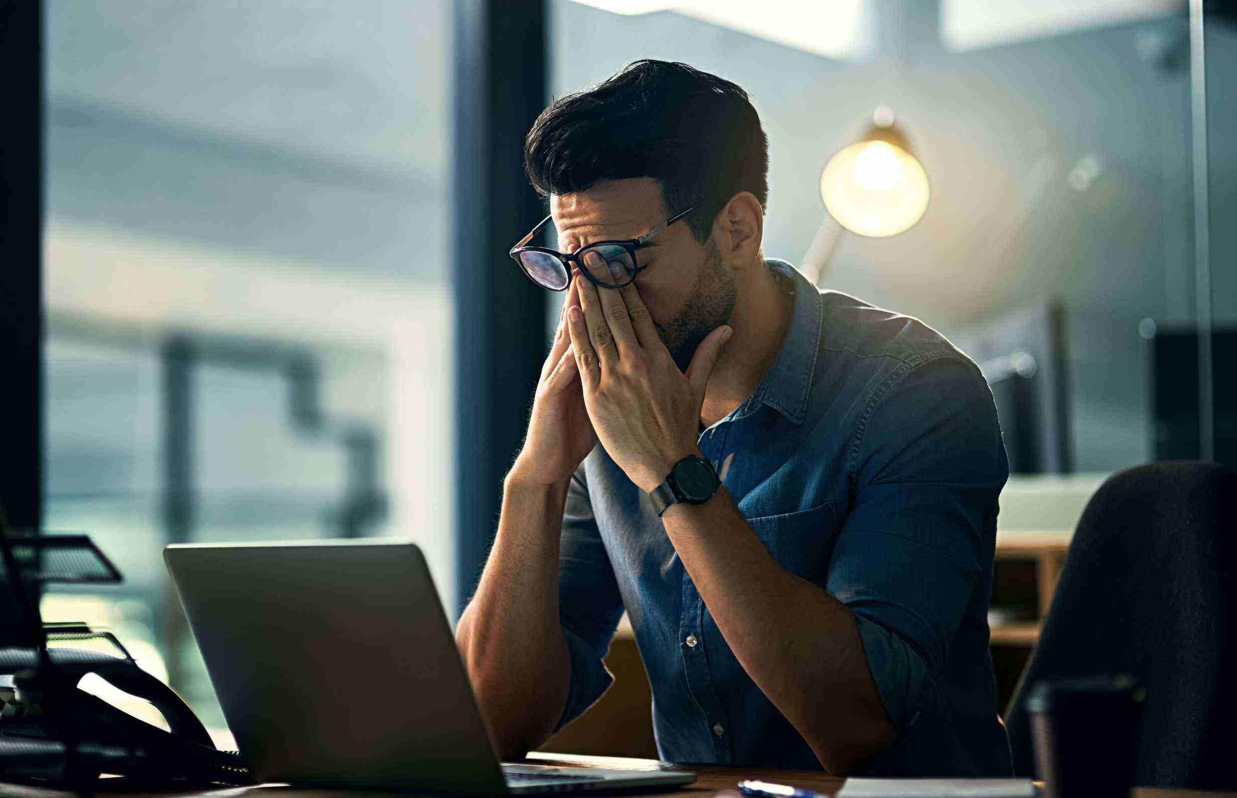 man late at work
