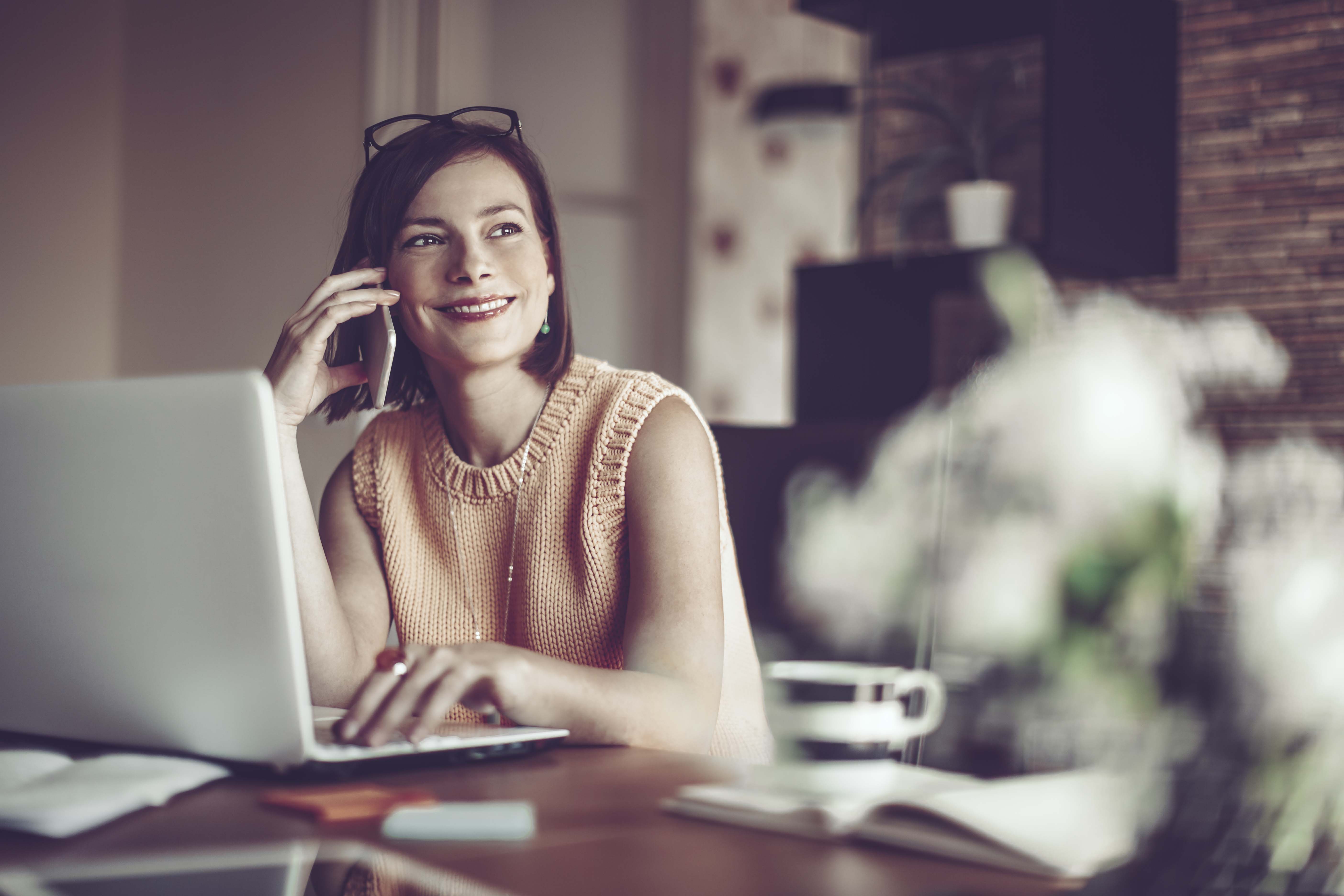 young woman working at desk